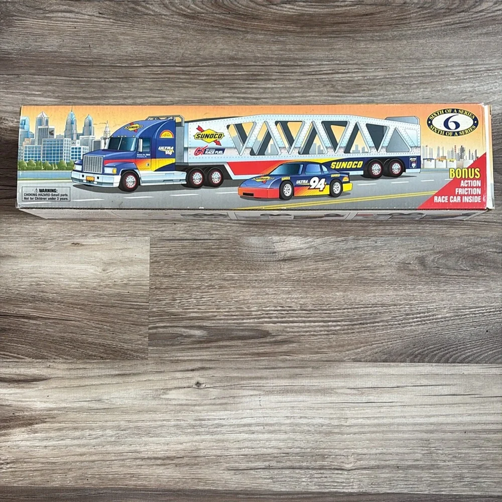 1999 Sunoco Car Carrier Transport Truck Rig & Race Car Collectors Edition NIB